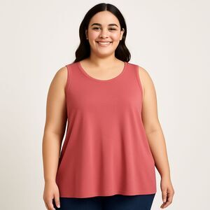 Eileen Fisher Sleeveless Tunic Tank Top – Chili Rose | Size XL
